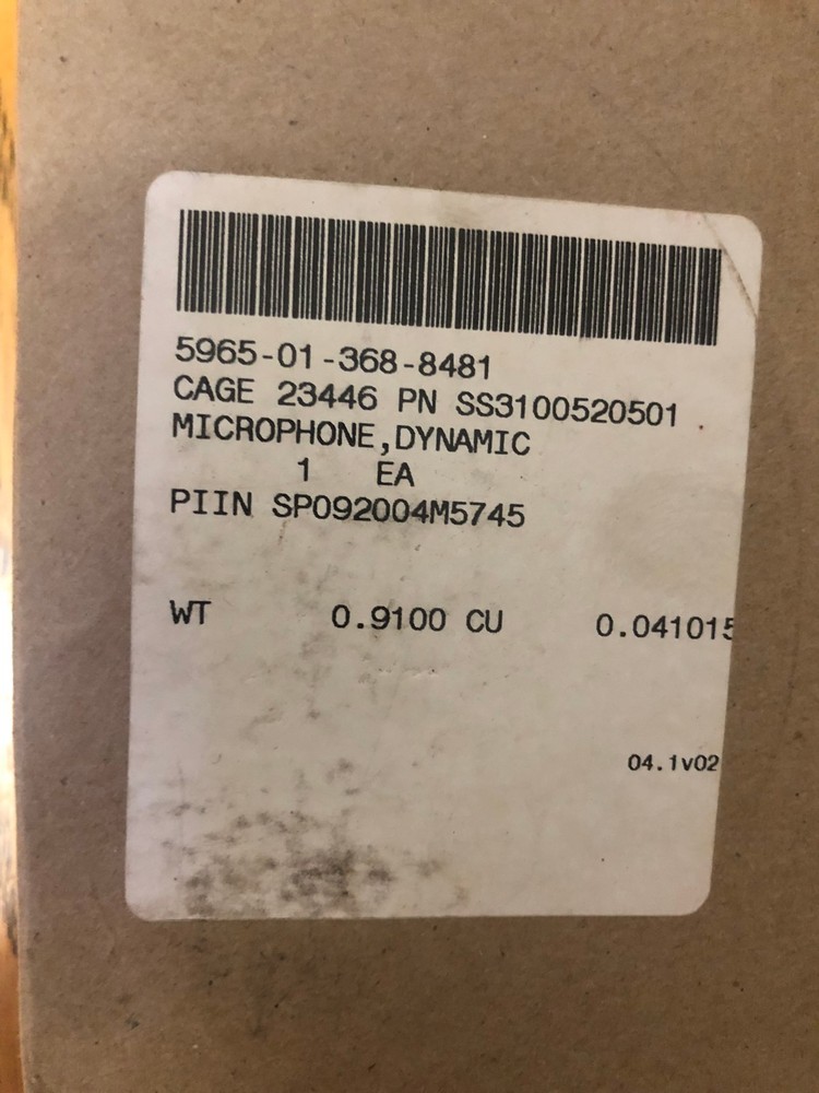 THALES COMMUNICATION MICROPHONE ASSY # SS-3100520-501 NSN: 5965-01-368-8481