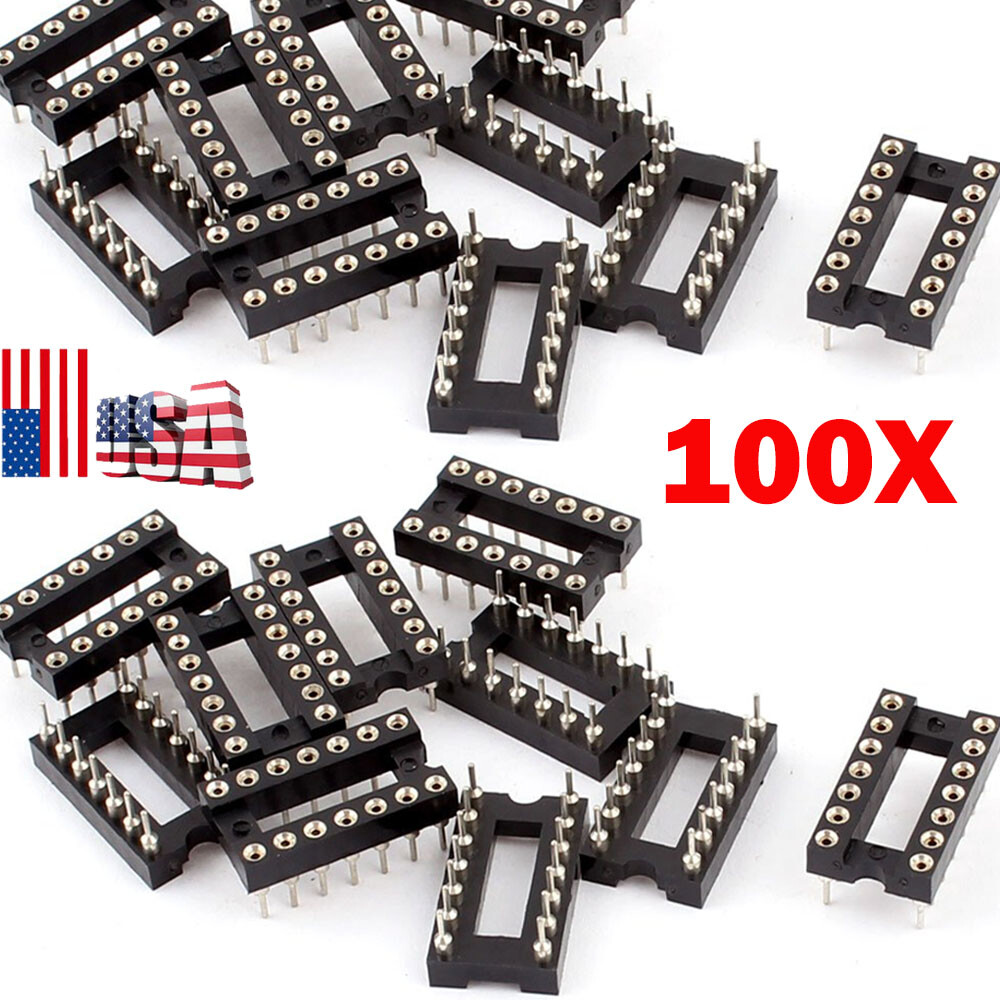100PCS 14Pin DIP Round IC Sockets Adaptor Solder Type Gold Plated Machined HOT