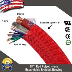 5 FT 3/4″ Red Expandable Wire Cable Sleeving Sheathing Braided Loom Tubing US