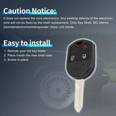 Replacement Key Fob Shell Case for Ford F-150 2004-2016 and Focus 2006-2012, 3 B