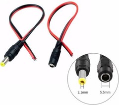 DC Power Pigtial Cable 22AWG DC 2.1mm x 5.5mm Male and Female Connectors
