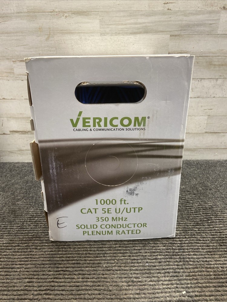 New Vericom MBW5U-02400 1000ft CAT 5E U/UTP 350MHz Solid Conductor 4 Pair (Blue)