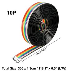 Flat Ribbon Cable 10P Rainbow IDC Wire 1.27mm Pitch 3 Meter