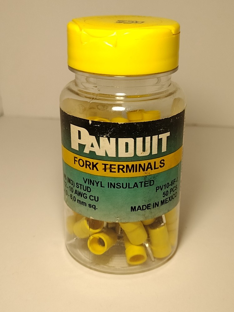 50 Panduit PV10 6F L Vinyl Insulated Fork Terminals 12-10 AWG CU Electrical #6
