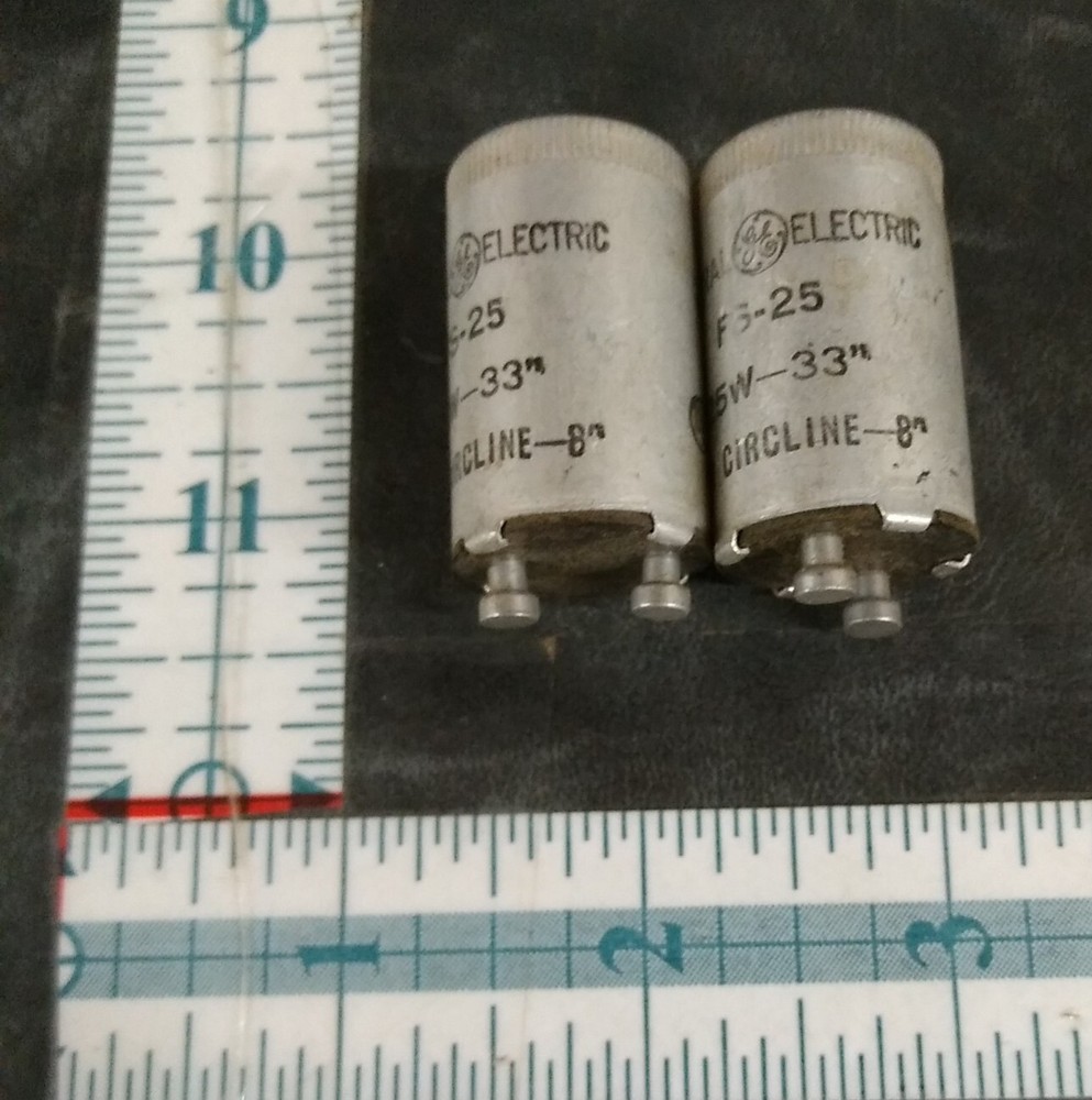 LOT OF 2 GE FS-25 Fluorescent Starters 18W 20W 22W 25W Fluorescent Lamps T8 T12