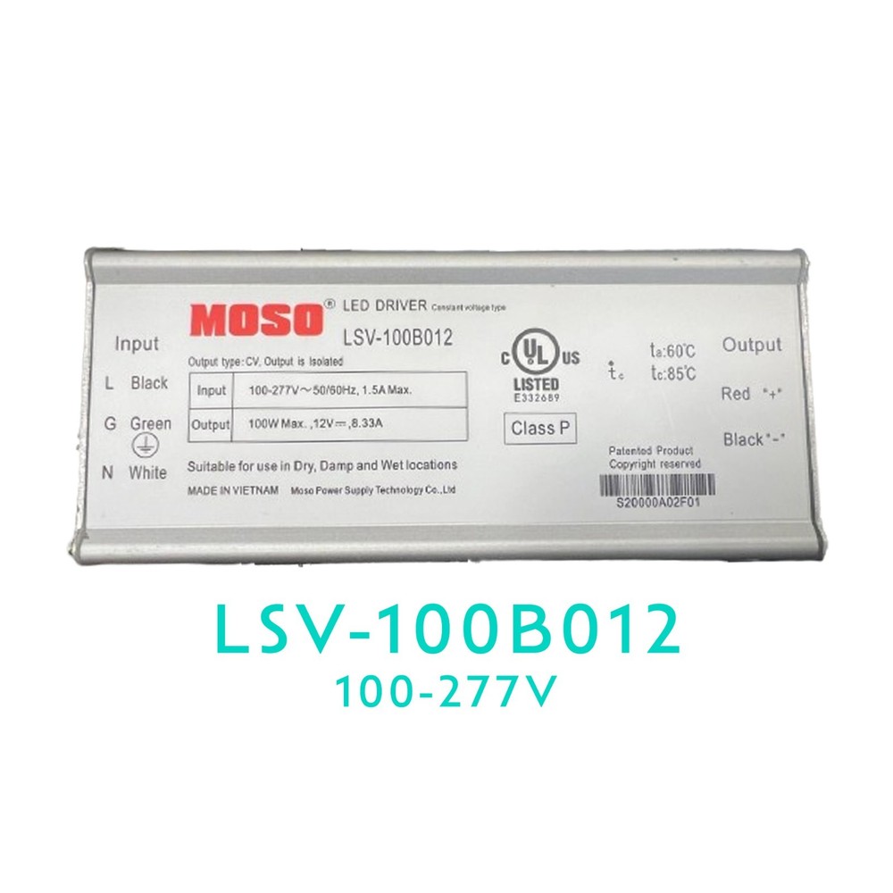MOSO LSV-100B012 LED Driver Ballast 100W – 12VDC IP67 Waterproof