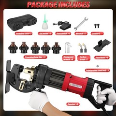 Electric Hydraulic Hole Puncher Punching Tool +5 Dies for Iron Copper Aluminum