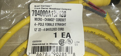 NIB Brad Harrison Daniel Woodhead 704000A13F120 Cordset 4-Pole Pin 12″ 22-4 NOS
