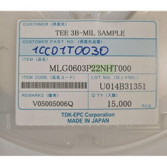 MLG0603P22NHT000 Fixed Ind 22NH 150MA 1.9 Ohm SMD TDK Telit 24950 Units