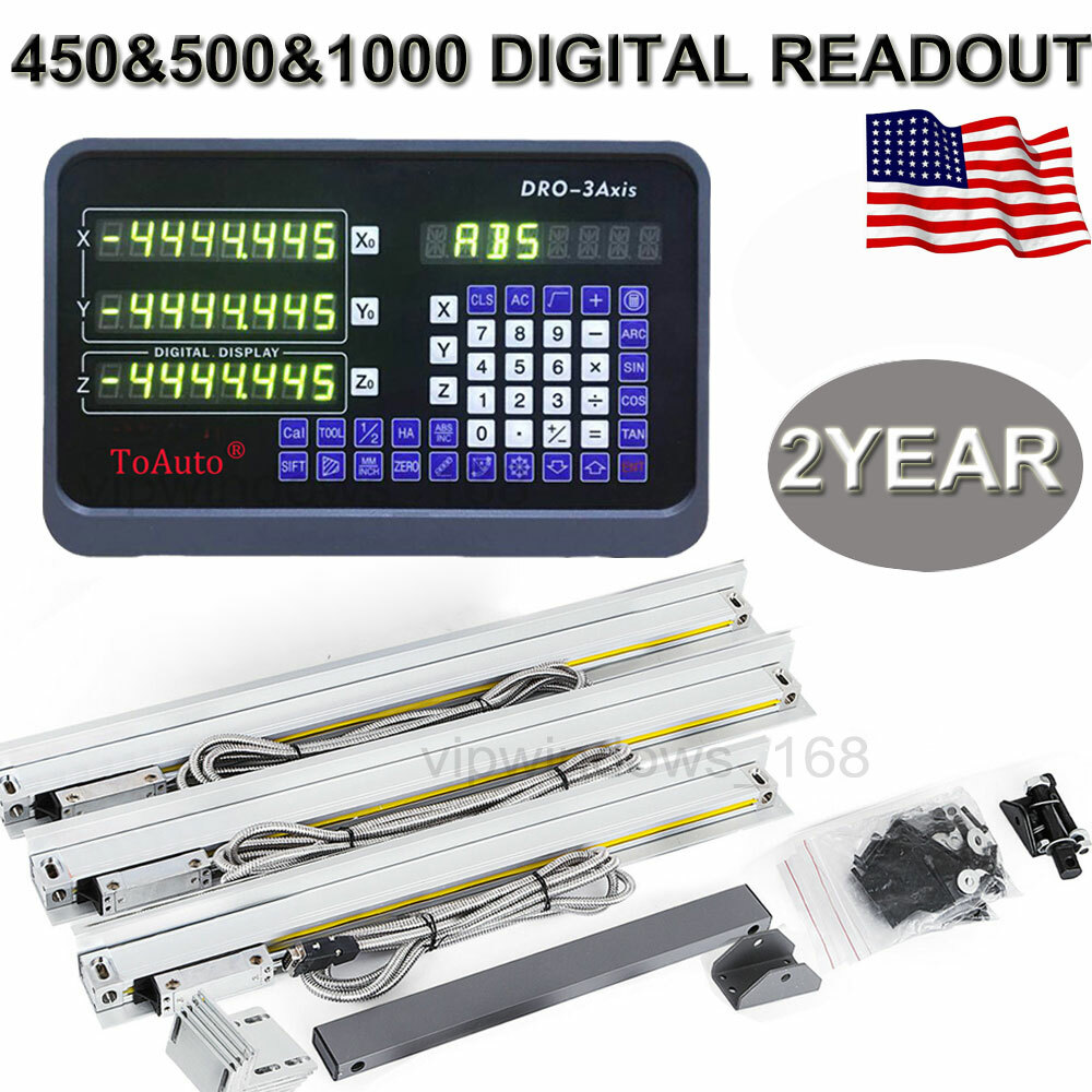 TOAUTO 3Axis Linear Scale 18“&20″&40″ 5µm DRO Digital Readout Display CNC Lathe