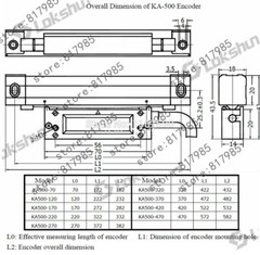 Sino 1um KA500-120 170 220 270 320 370 420 470 mm linear encoder / linear scale