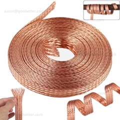 Braided Fabric Cable Flat Pure Copper / Tinned Copper Shield Braided Sleeve Wire