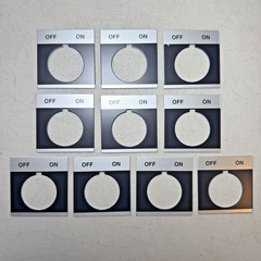 (Qty 10) 30mm OFF-ON Legend Plate, Switch Nameplate, ABB GE CR104PXN1BP057, NEW