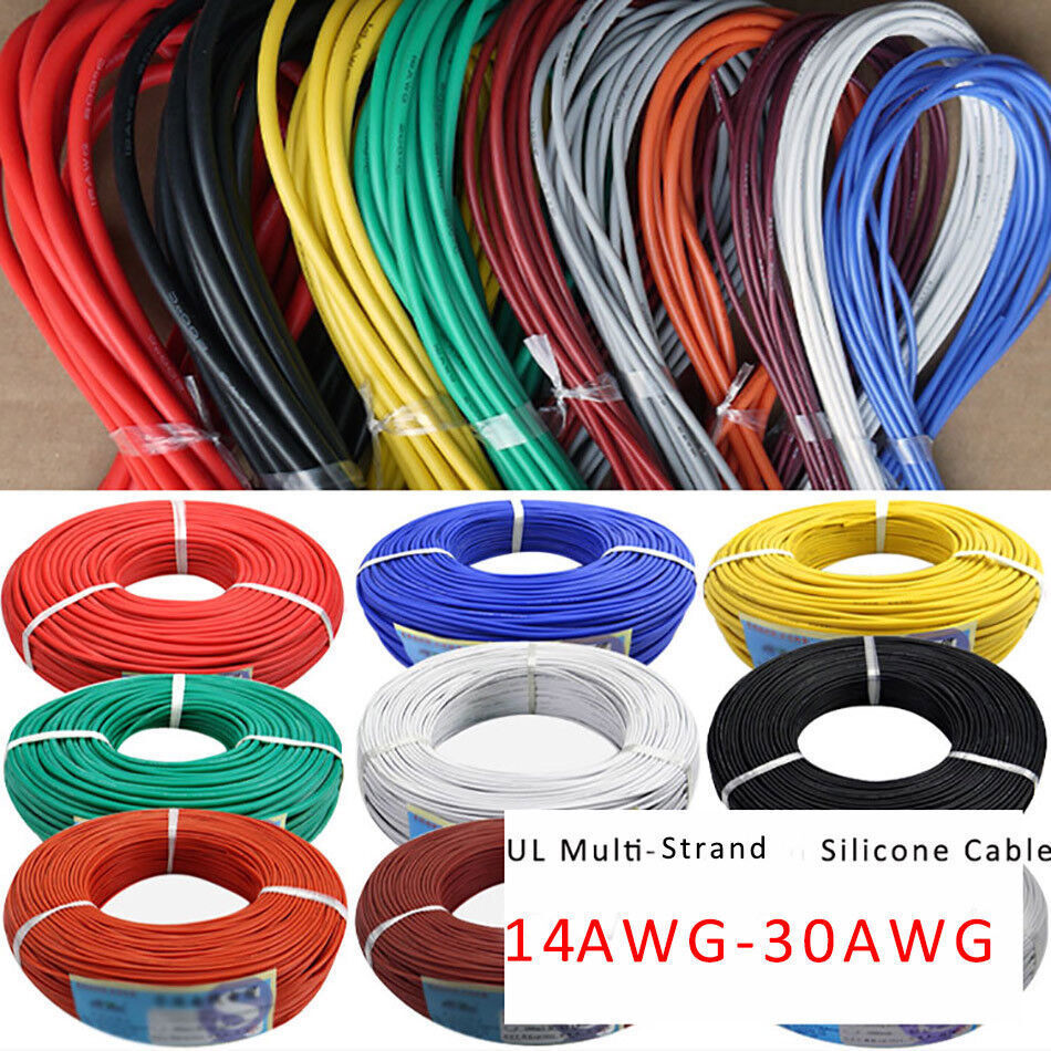 14/16/18/20/22/24/26/28/30AWG UL Stranded Wire Silicone Flexible Cables 0.08mm