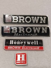 Lot of 4 MH Brown Electronik Badges Emblem Logo Honeywell Electronic