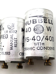 Lot of 4 Hubbell FS-40/400 Fluorescent Lamp Starters 40 Watt Ceramic Condense