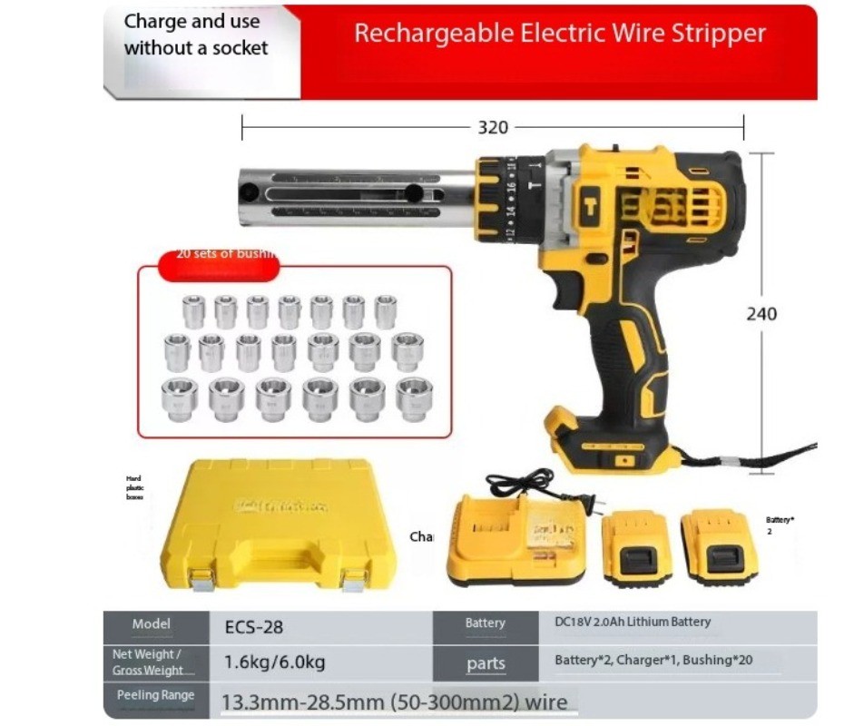 Portable Rechargeable Cable Stripper: Quick Single-Strand Wire Stripping Tool