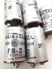 Lot of 5 Hubbell FS-2 Fluorescent Lamp Starters 15/20 Watts With Condenser FS2
