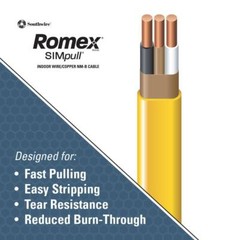 250 ft. 12/2 Solid Romex SIMpull CU NM-B W/G Wire Residential Wiring Outlets