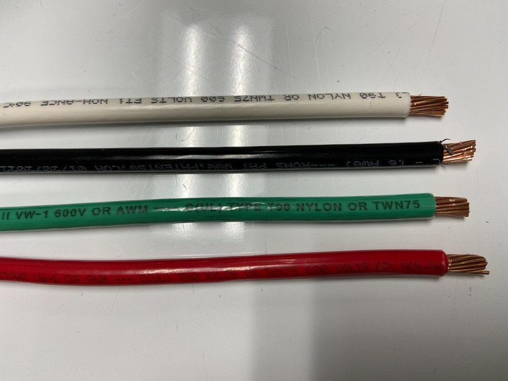 105′ EA THHN THWN 6 AWG GAUGE BLACK WHITE RED COPPER WIRE + 105 6 AWG GREEN