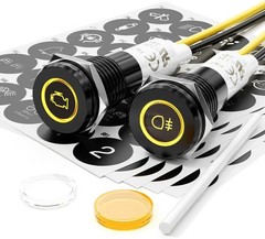 2Pcs 10MM 12V LED Metal Indicator Light IP67 Waterproof 180 Changeable Symbols