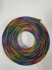 25 FT 3/4″ RAINBOW WITH BLACK STRIPE PET EXPANDO SLEEVING BRAID