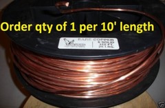 GROUND WIRE 6 AWG GAUGE SOLID BARE COPPER 100A SERVICE 6AWG cut to order per 10′