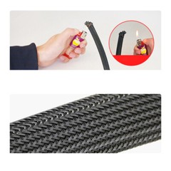 PET Black Braided Cable Sleeving 1-100mm Expandable Wire Harness Auto Sheathing