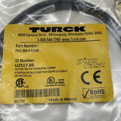 NEW Turck PKG 3M-0.9/S90 Cordset 3-Pin M8 Female Straight 0.9m U2517-89