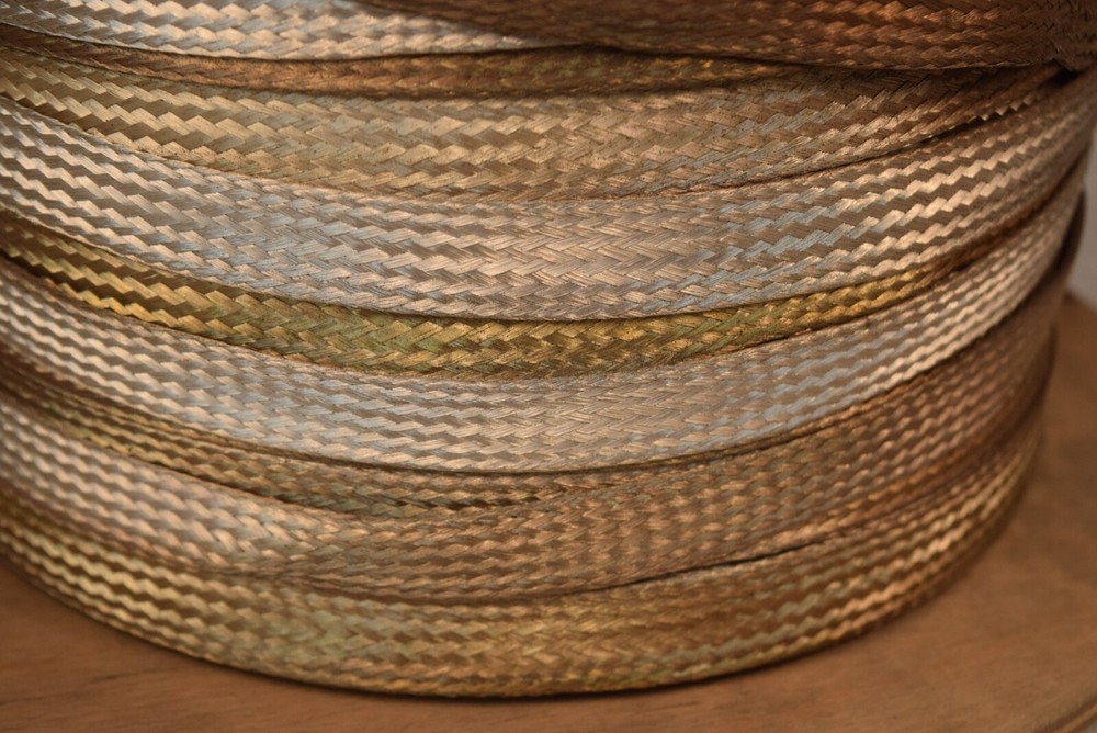 NEW-500′ SILVER PLATED COPPER TUBULAR FLAT BRAID 7/8″ Wire Military Ag