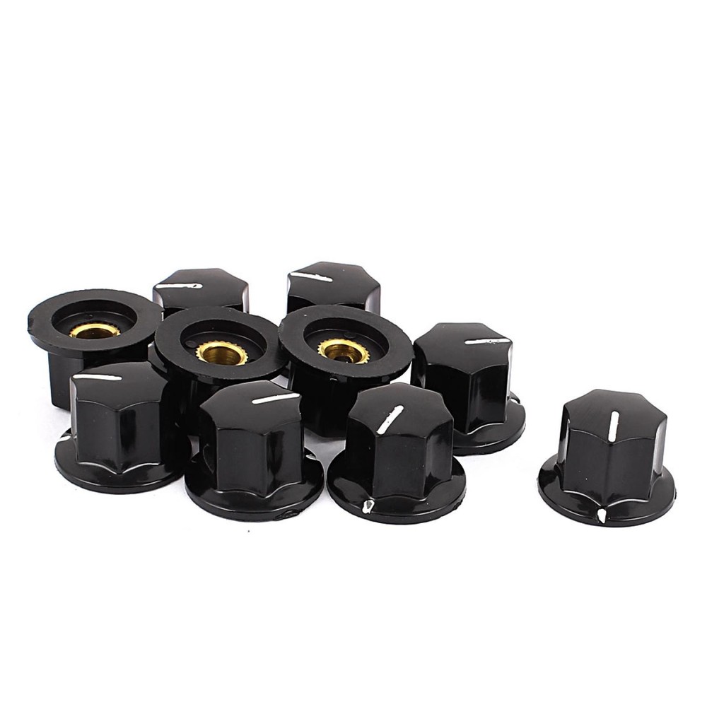 10 pcs Plastic Case Potentiometer Pot Rotary Control Knob for 6mm Dia Shaft