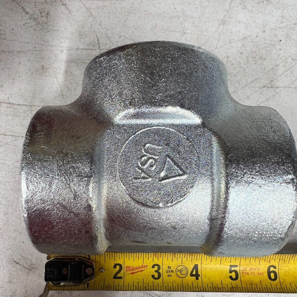 2 x 2 x 3/4″ Reducing Tee Electroplated Galvanized Carb Steel 3000 Class NPT USA