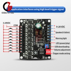 DC9-24V 60W Voice Broadcast Module one-to-one Trigger Control MP3 Player