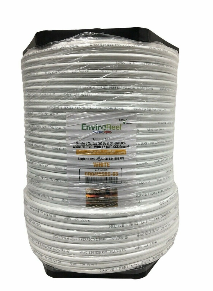 Perfect Vision Enviroreel, 1kft 6 series SC Dual Shield 60% White FR-PVC 17AWG