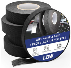 5 Rolls 3/4 Inch X 50 FT Wire Harness Cloth Electrical Tape, Wire Loom Tape Wiri