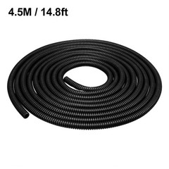 4.5 M 6 x 9 mm PP Flexible Corrugated Conduit Tube for Garden,Office Black