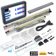 2 Axis DRO Digital Readout LCD Touch Screen+2PCS Linear Glass Scale Kit Mill CNC