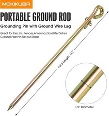 Portable Ground Rod Grounding Pin with Ground Wire Lug Great for Electric