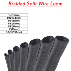 Braided Cable Sleeve Split Wire Loom Wires Harness Wrap Sleeving Protective Lot