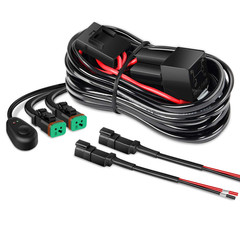 Universal 12V DT Wiring Harness Kit Dual Lead Relay Switch Inline Fuse LED Light