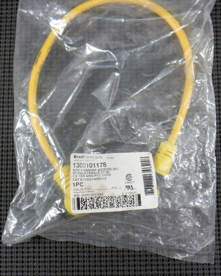 BradConnectivity 1300101178 5P M/F ST/90 1.5` 18/5 AWG PVC Cord 115021A03F015