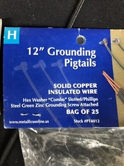100- Metallics Hex Head Combo Solid Wire Grounding Tails 12AWG 12” with Loop