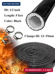 YAMAKATO 1/2″ ID Heat Shielded Fire Thermo Armor Fire Sleeve Silicone Coated Fib