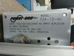 Power-one, F24-12-AG, DC Power Supply, In: 100-240 V, 50/60 HZ, Out: 24/28 VDC