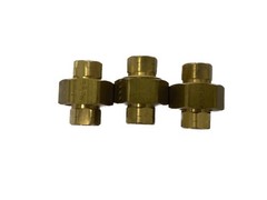 (3) NOS Parker 1/4” x 1/4” FNPT Brass Union Pipe Fittings 212P-4