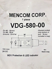 Mencom VDG-580-00 Solenoid Connector 5m Cordset 3 Pole ISB 11mm 24V w/LED & MOV