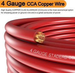 4 Gauge 100FT CCA Power Ground Wire Kit with Lugs Heat Shrink Tube Cutter h2 4 G