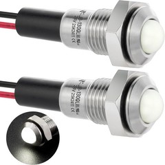 UL Listed Mini Indicator Light 8mm 0.31 Waterproof IP67 110V 120V Domed White