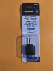 Monster JHIU0001 Just Hook It Up 3.5 mm Stereo Plug To Dual RCA Jacks New