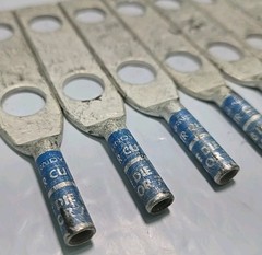 Lot of 8 – Burndy YA6C-2N, YA6C2N 6 STR 6 AWG Compression 2 Hole Lug